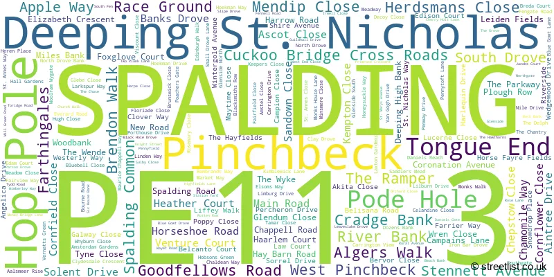 A word cloud for the PE11 3 postcode